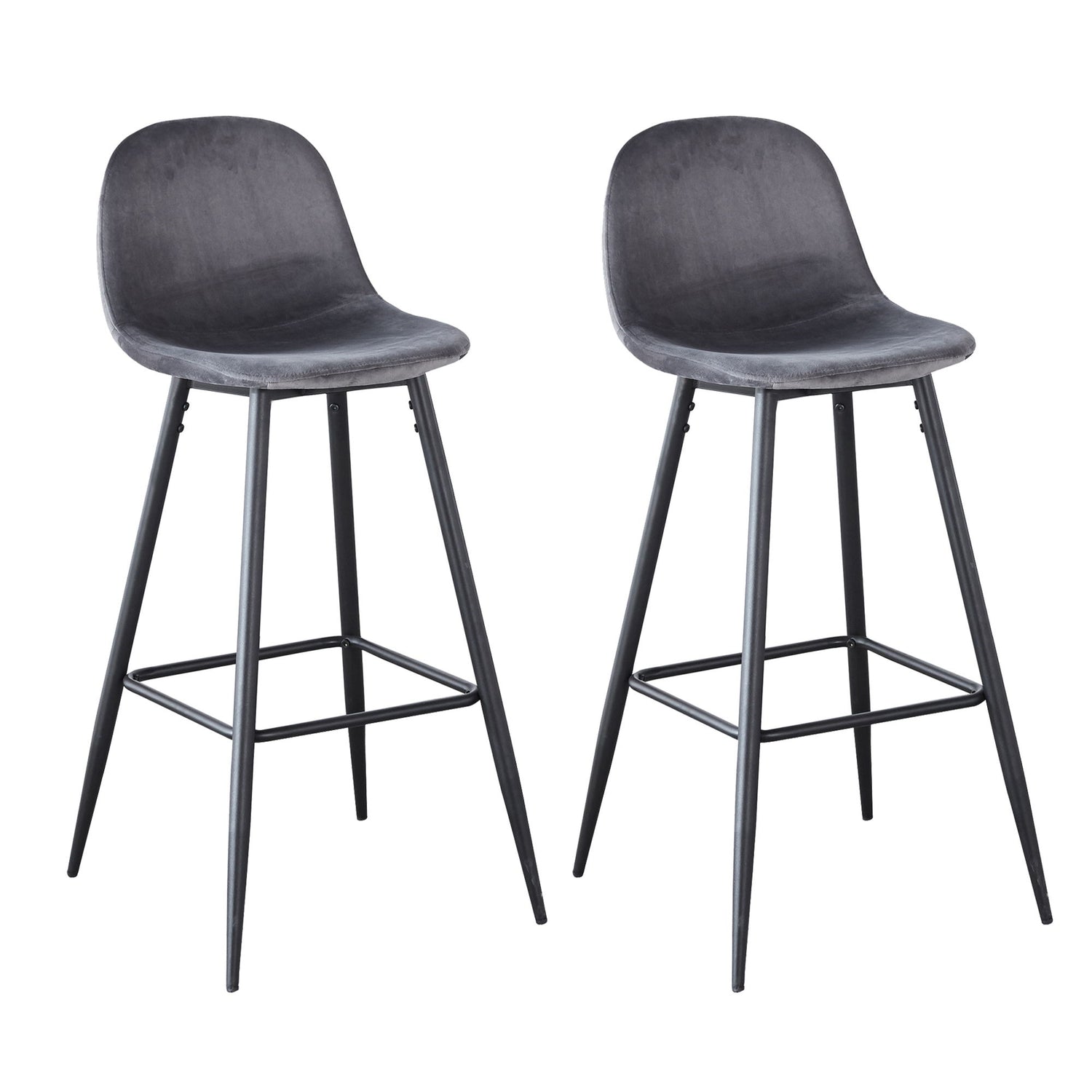 Velvet Barstool With Back (Set of 2)