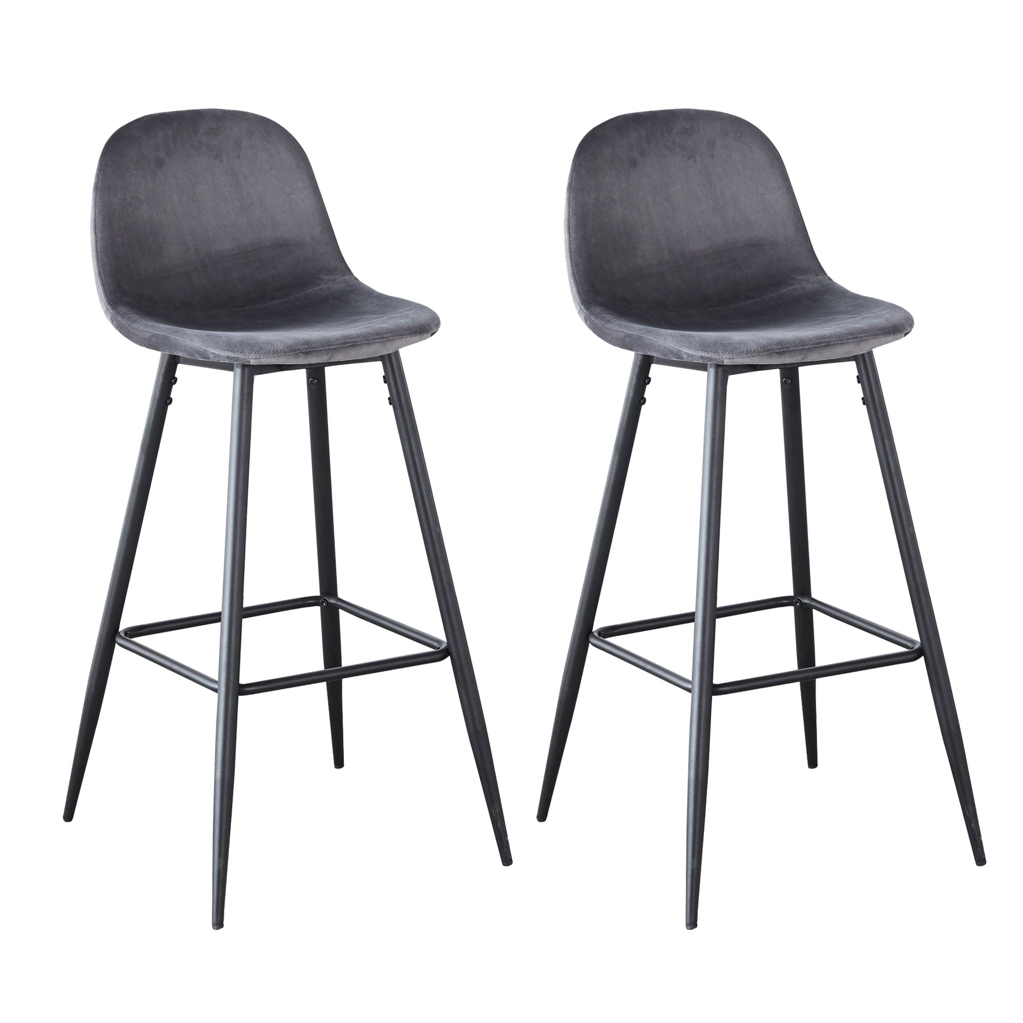 Velvet Barstool With Back (Set of 2)