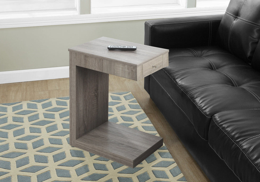 Accent Table, C - Shaped Contemporary &amp; Modern - Taupe