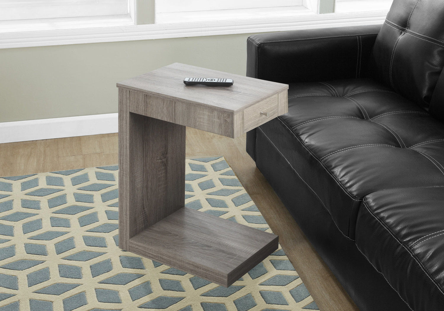 Accent Table, C - Shaped Contemporary &amp; Modern - Taupe