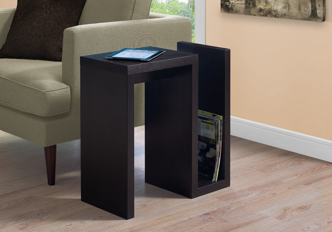 Accent Side Table, Narrow, Small, Contemporary &amp; Modern - Brown