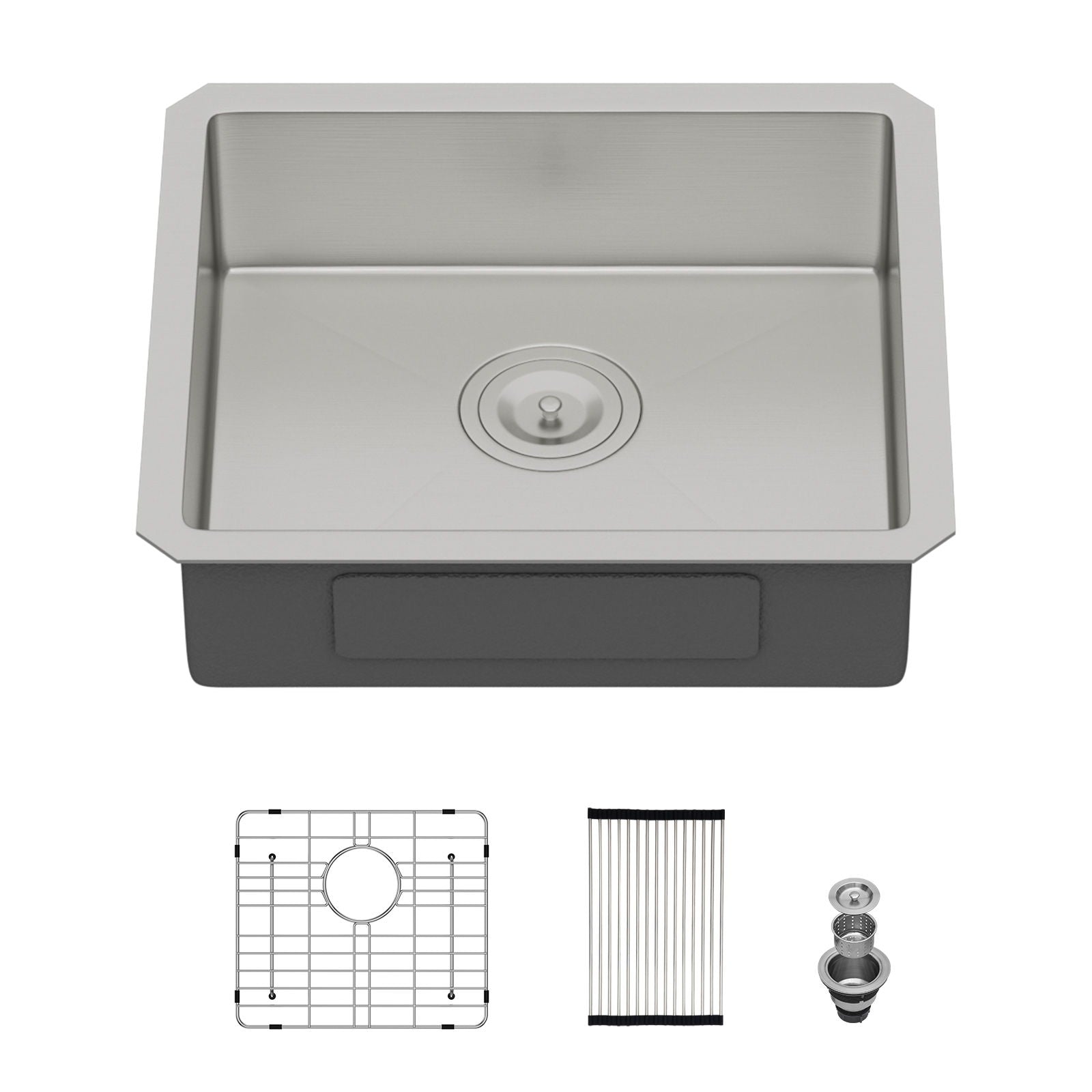Modern Undermount Stainless Steel Kitchen Sink 16 Gauge, Deep Single Bowl