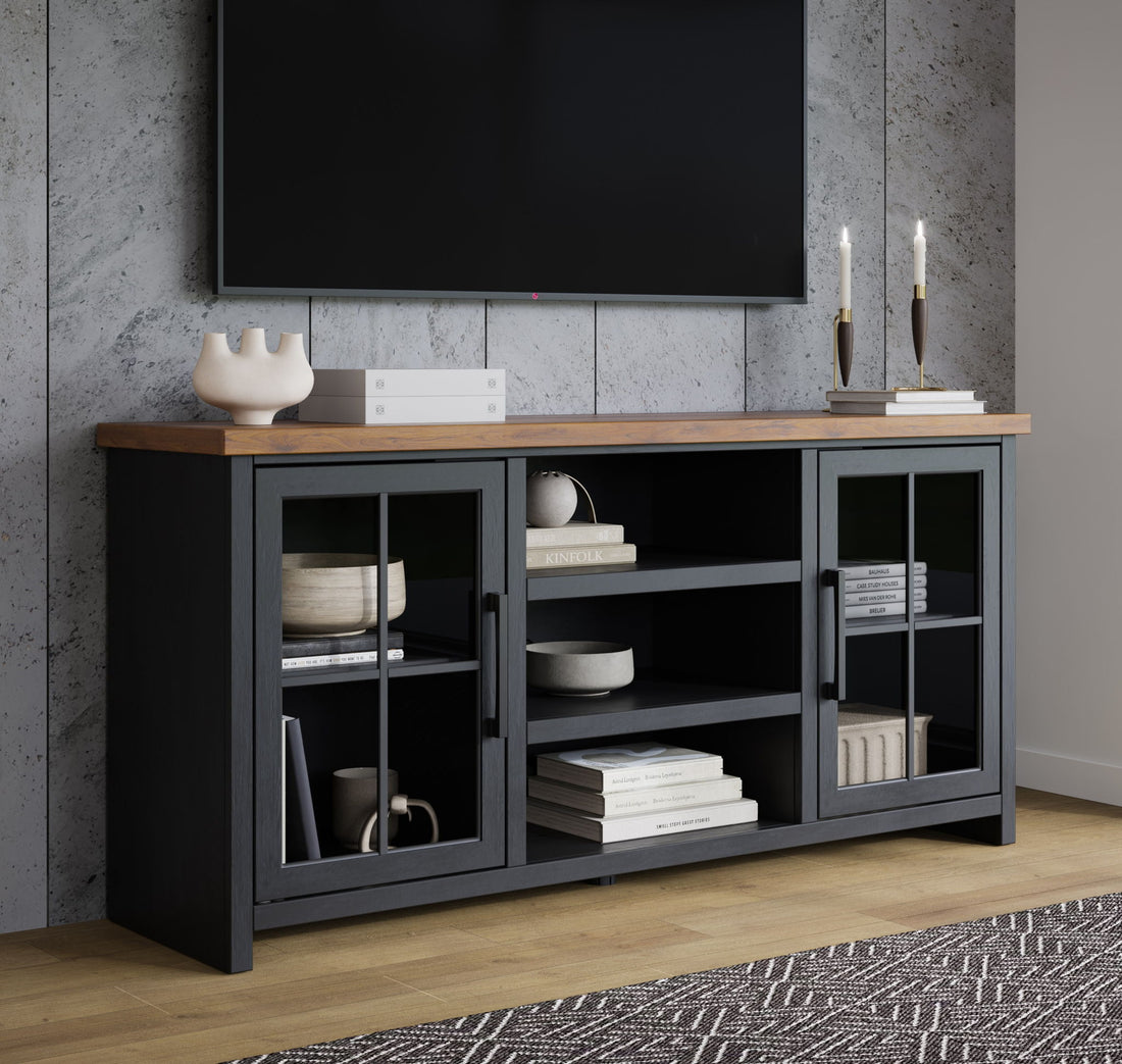Essex - TV Stand Console For TVs Up To 80&quot; - Black, Whiskey