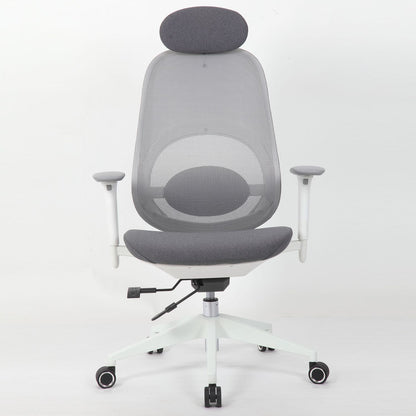 High Back Swivel Desk Chair With Height Adjustable Backrest, 3 Tilt Lock &amp; Rotatable Headrest - Milk White