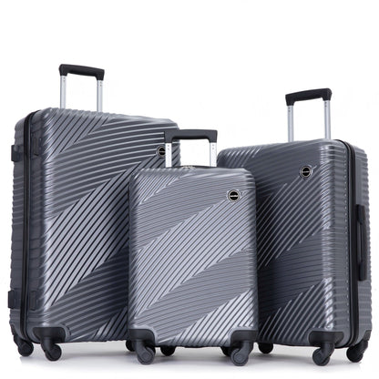 3 Piece Luggage Sets Lightweight Suitcase With Two Hooks, Spinner Wheels,