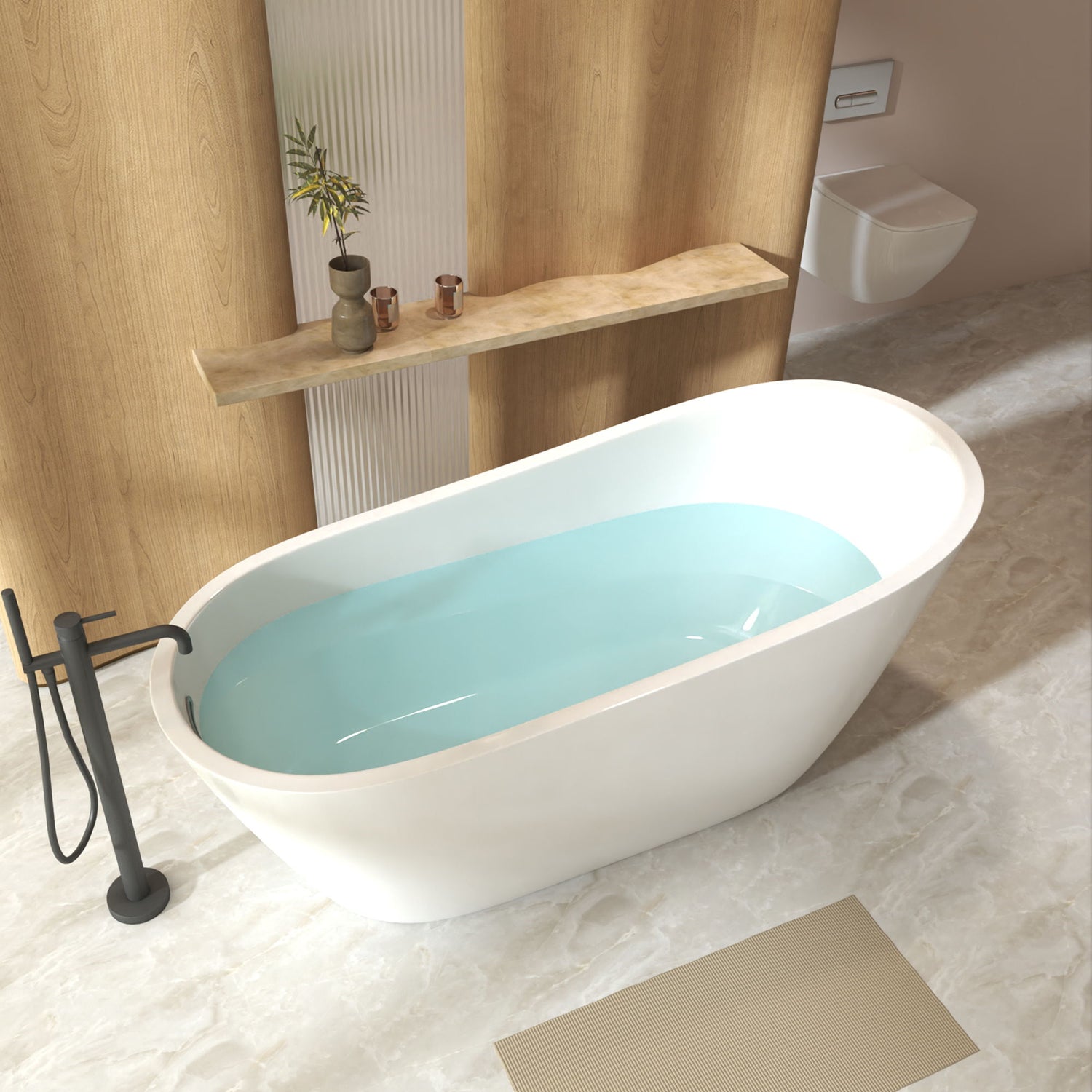 Special-Shaped Freestanding Slipper Bathtub, Overflow &amp; Pop Up Drain