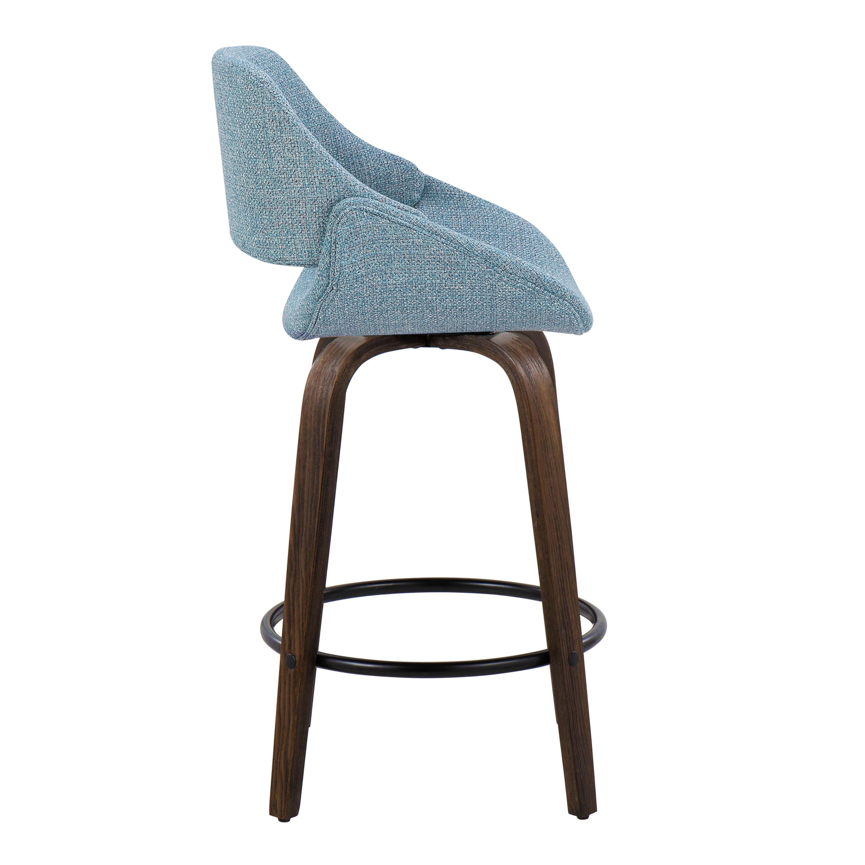 Fabrico - Mid Century Modern Fixed Height Counter Stool &amp; Round Footrest (Set of 2)