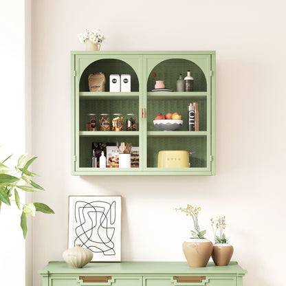 2 Door Wall Cabinet With 3 Tier Storage - Green