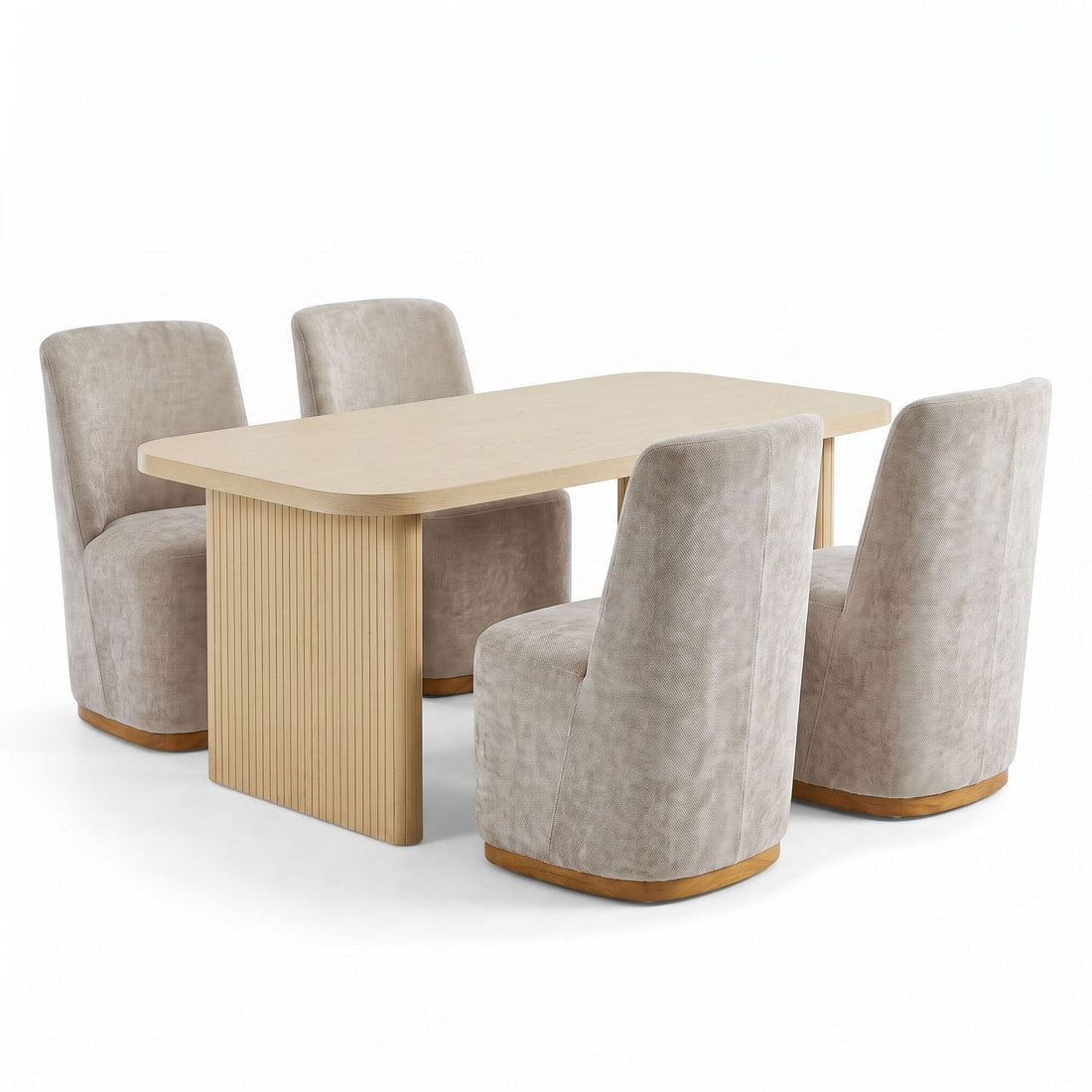 Dining Table Set With 4 Upholstered Dining Chairs