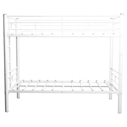 Metal Bunk Bed For Kids, Convertible Bedframe With Ladders &amp; Guardrail