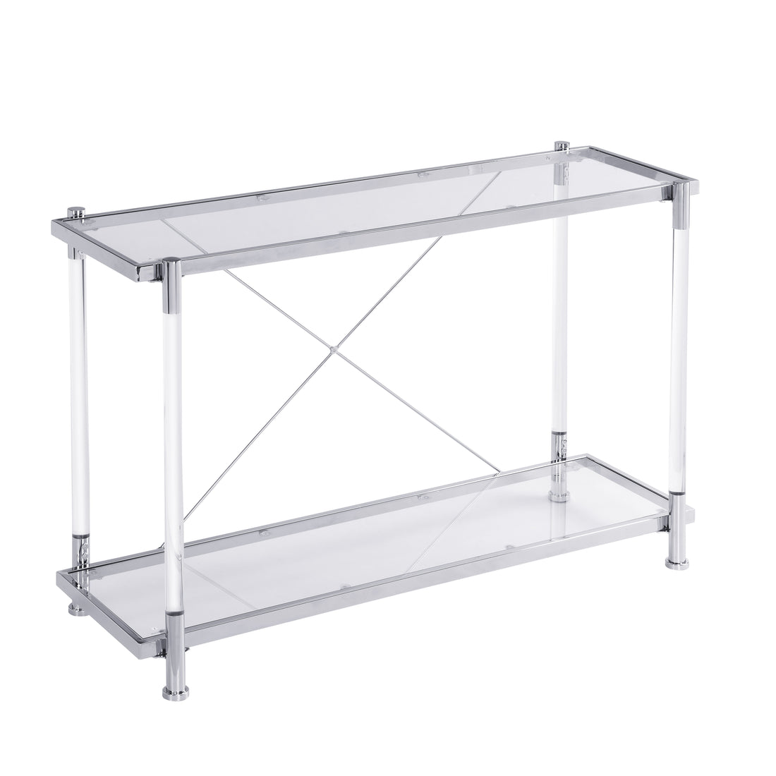 Chrome Glass Sofa Table, Acrylic Side Table, Console Table For Living Room &amp; Bedroom - Chrome
