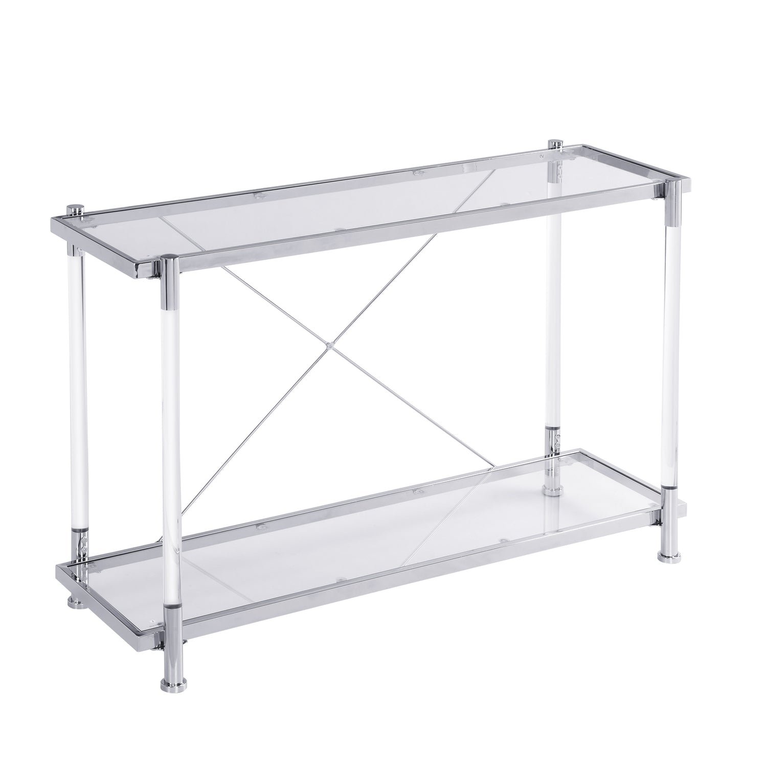 Chrome Glass Sofa Table, Acrylic Side Table, Console Table For Living Room &amp; Bedroom - Chrome