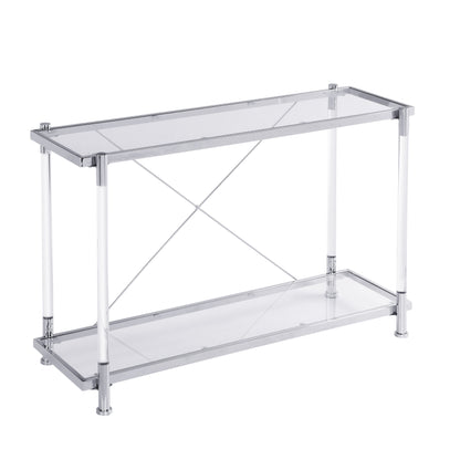 Chrome Glass Sofa Table, Acrylic Side Table, Console Table For Living Room &amp; Bedroom - Chrome