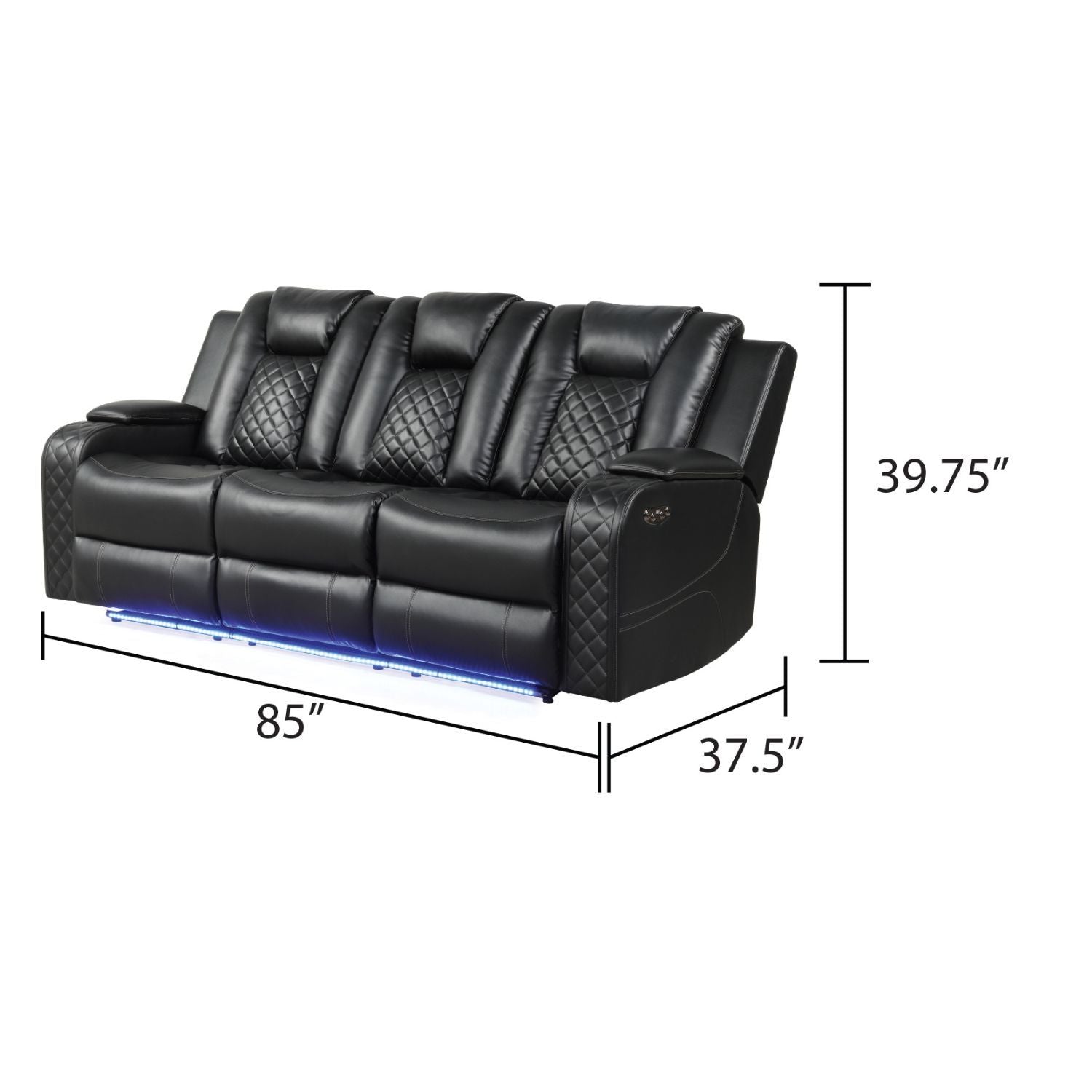 Benz - LED &amp; Power Recliner With Adjustable Headrests And Ambient LED Lighting