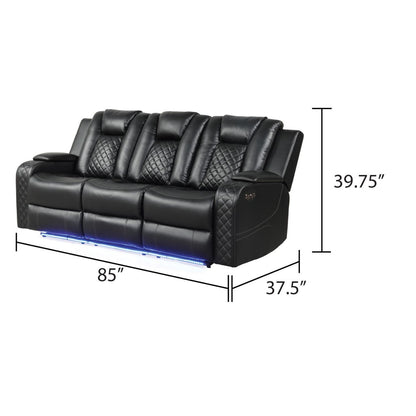 Benz - LED &amp; Power Recliner With Adjustable Headrests And Ambient LED Lighting