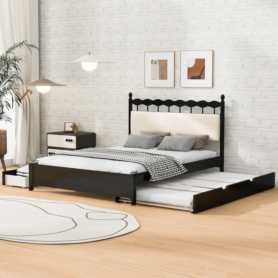 Storage Platform Bed With 2 Big Drawers &amp; Trundle
