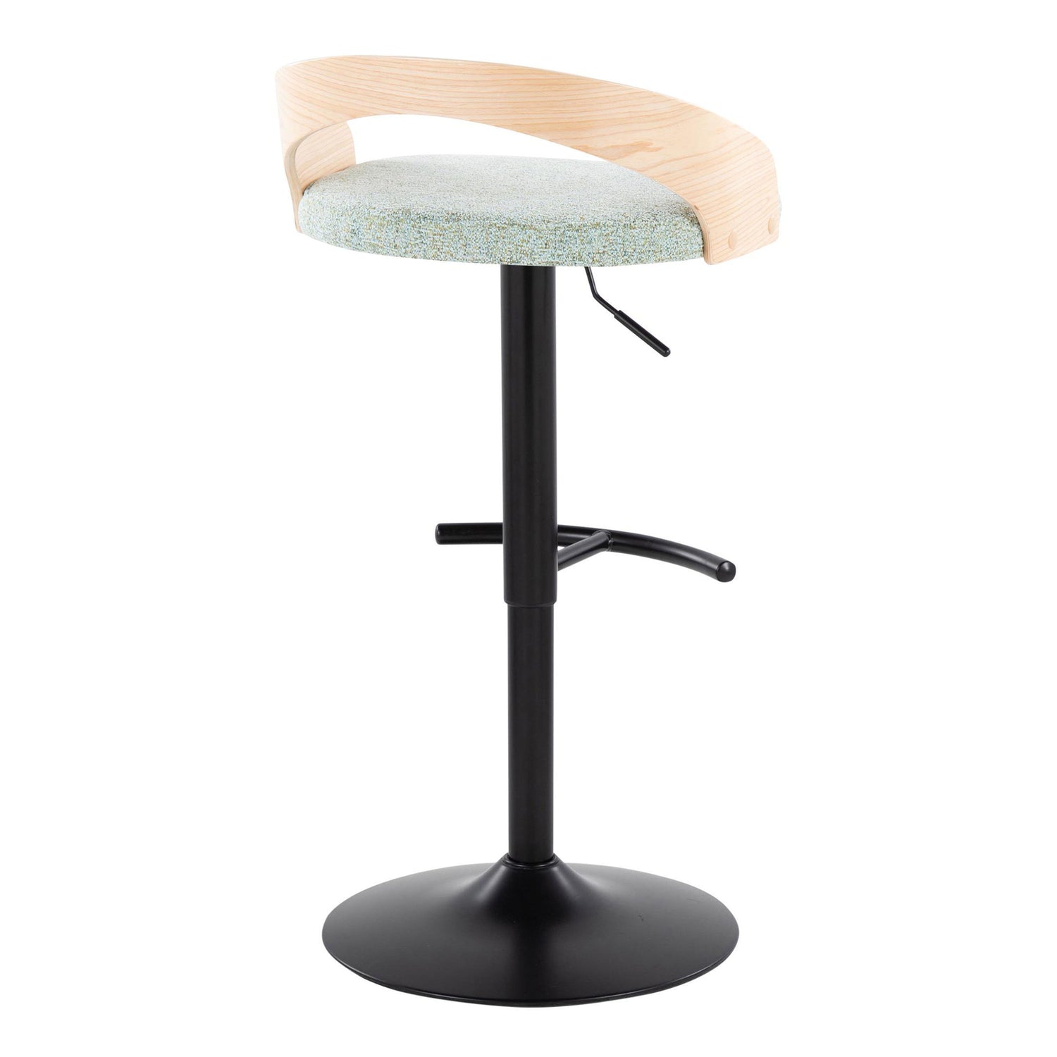 Grotto - Contemporary Adjustable Barstool With Swivel &amp; Rounded T Footrest (Set of 2)