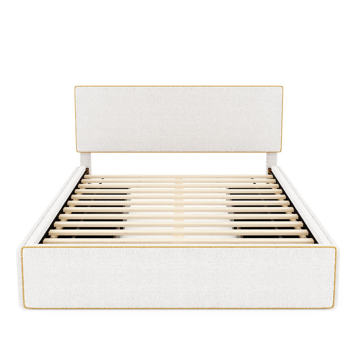 Upholstered Platform Bed With 4 Drawers And Edge On The Headboard &amp; Footboard