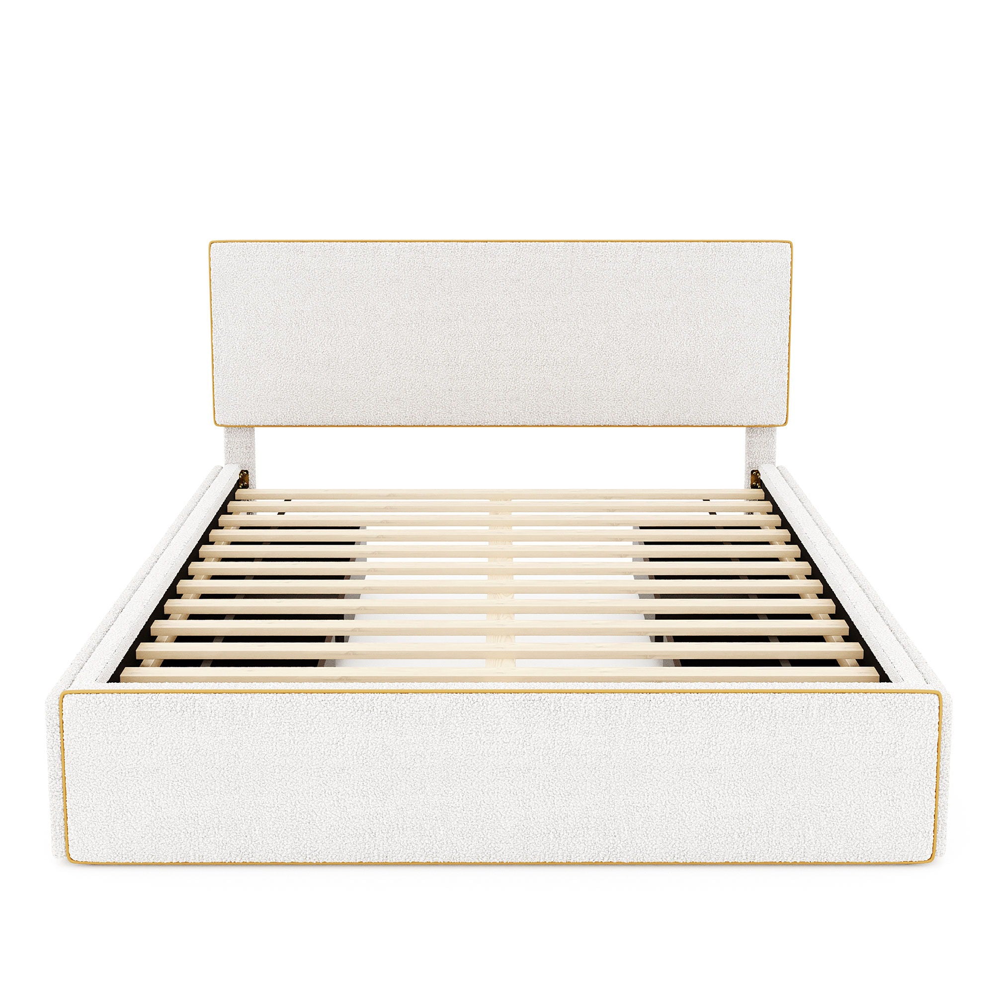Upholstered Platform Bed With 4 Drawers And Edge On The Headboard &amp; Footboard