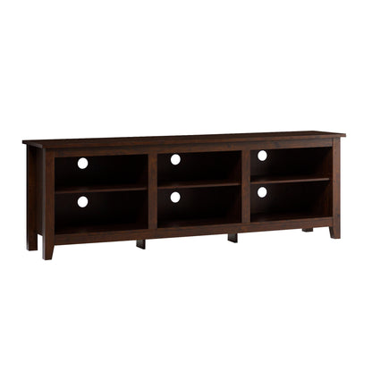 Modern Transitional 3 Shelf Open Storage 70&quot; TV Stand For 80&quot; TVs - Brown