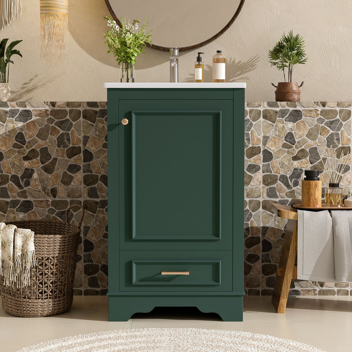 20" Bathroom Vanity With Sink, 1 Drawer, Freestanding Single Set