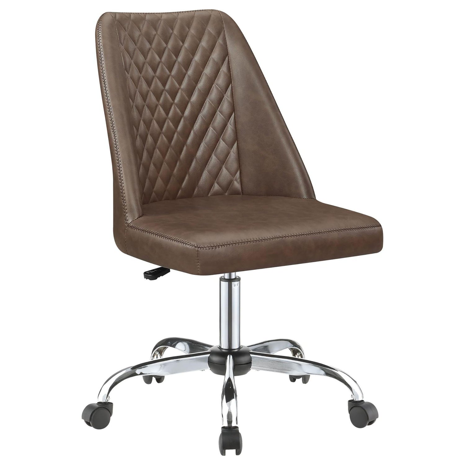 Adjustable Office Chair With Diamond Tufted Backrest Base - Brown