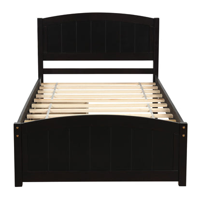 Platform Bed &amp; Headboard, Footboard And Wood Slat Support
