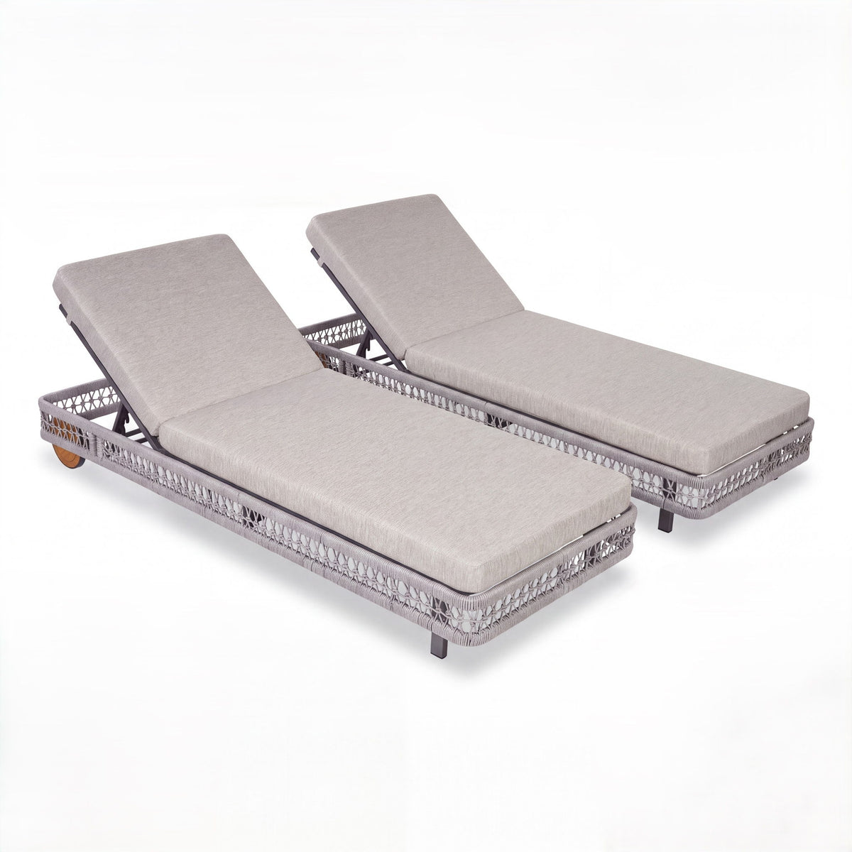 Outdoor Chaise Lounge &amp; Wheels, 5 Position Adjustable Backrest