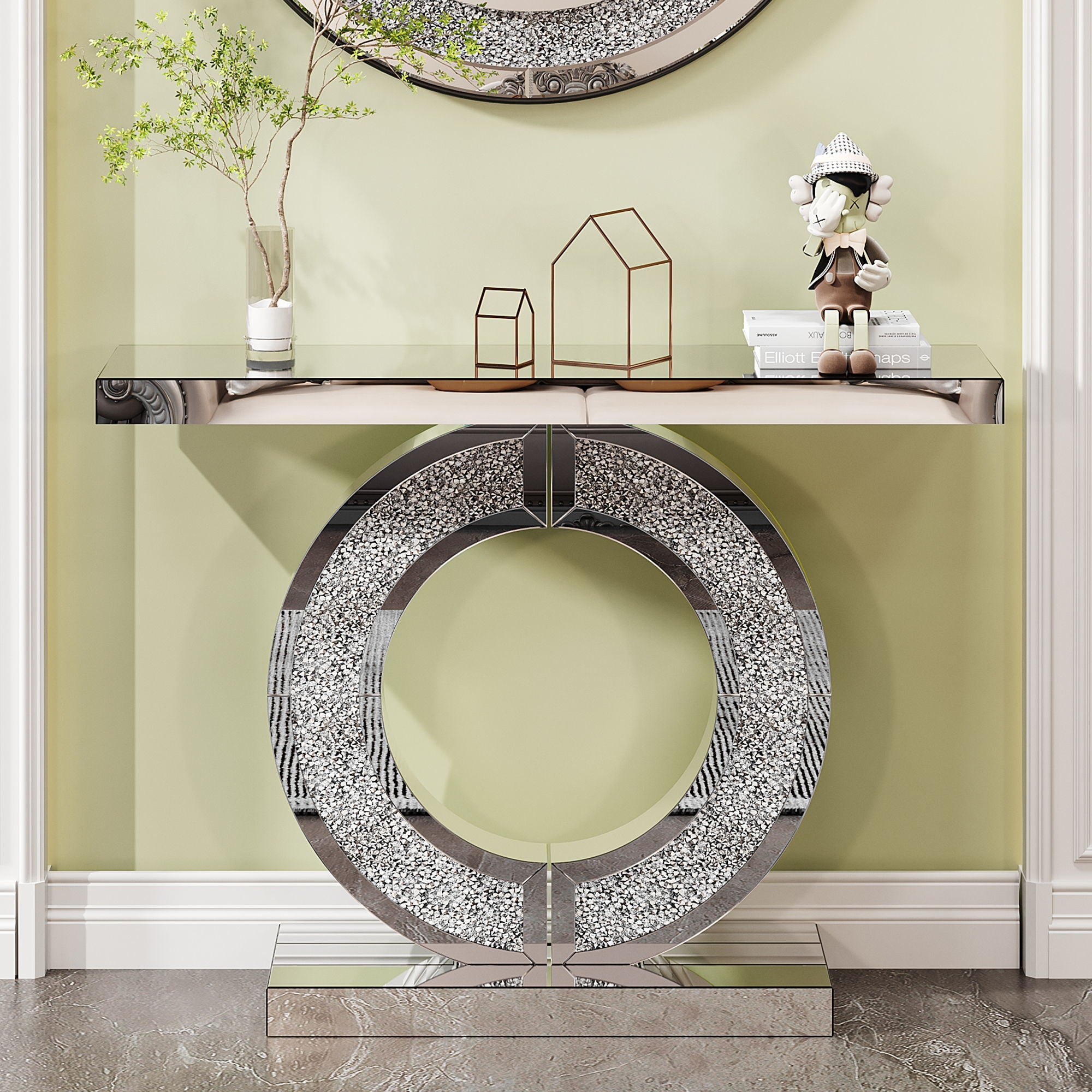 O - Shaped Console Table For Living Room - Silver