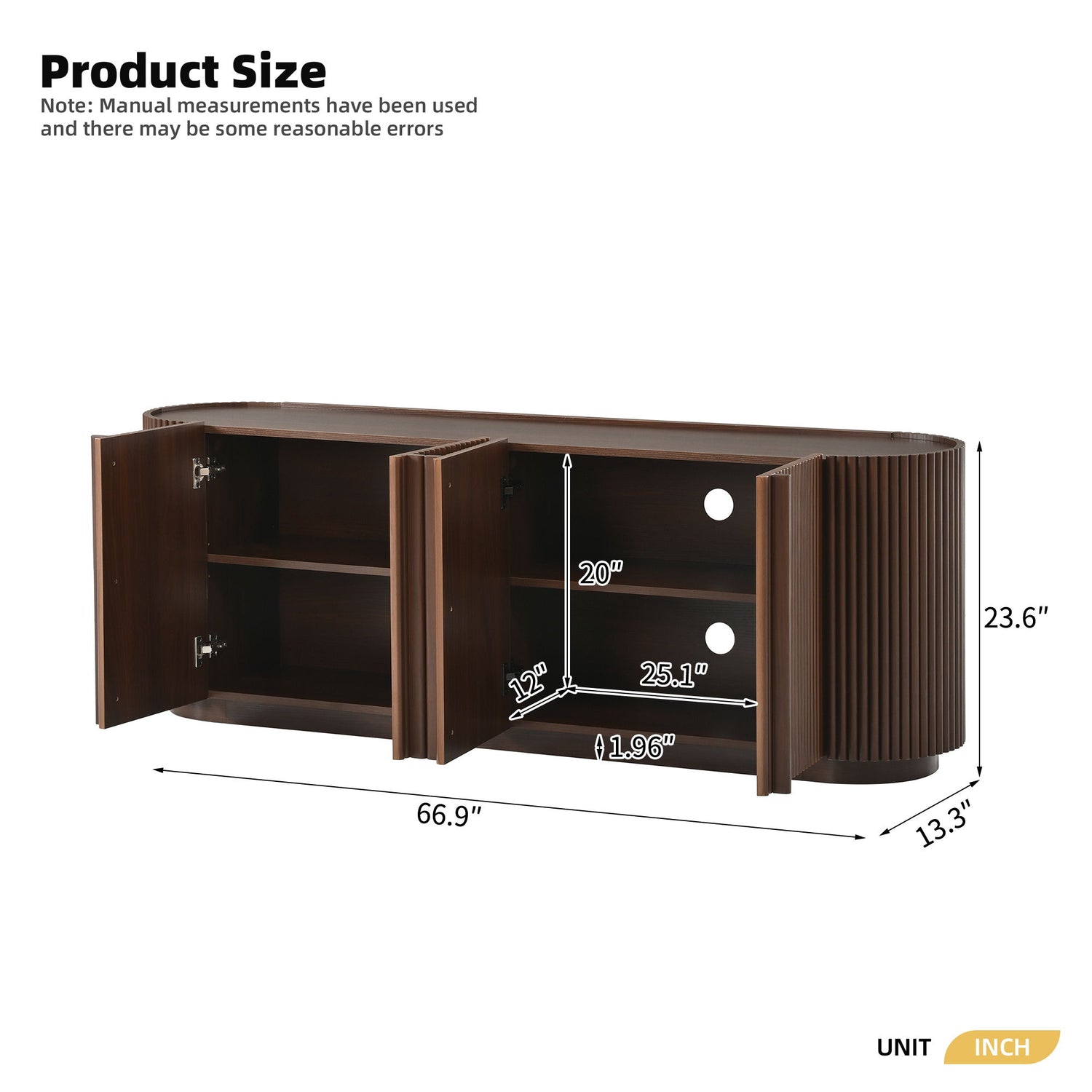 TV Stand With Fluted Tambour Style Door