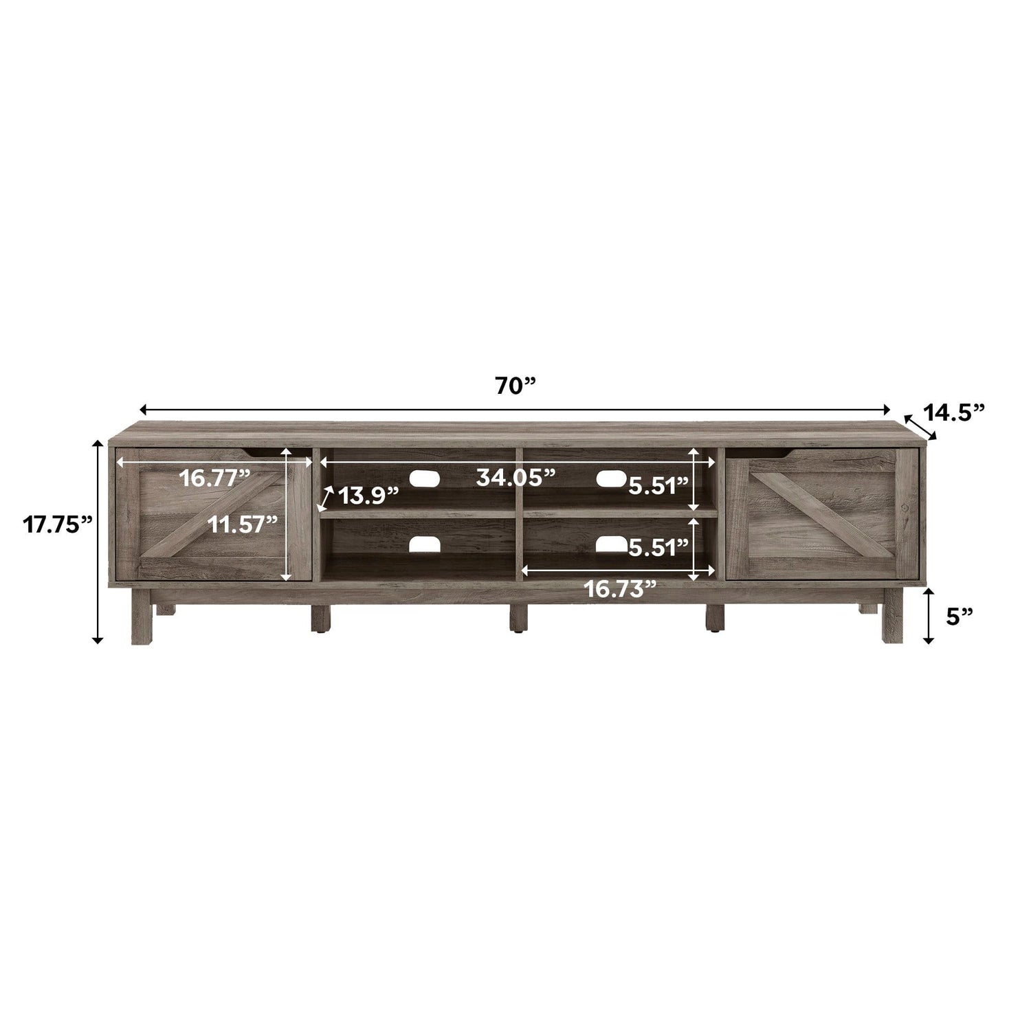 Rustic Barndoor Open-Storage TV Stand For TVs Up To 80&quot;