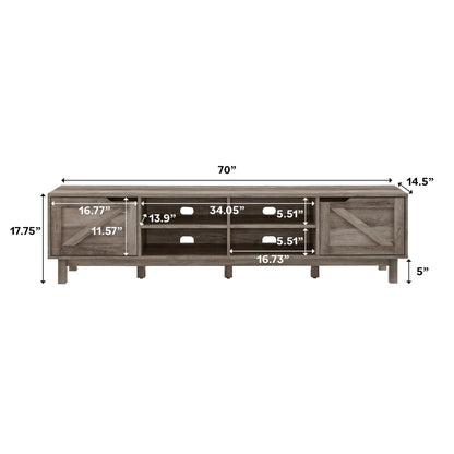 Rustic Barndoor Open-Storage TV Stand For TVs Up To 80&quot;