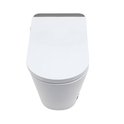 Smart Bidet Toilet Combo With Auto Open &amp; Close, Heated Seat, Foot Sensor Flush, LED Display, Ceramic - White