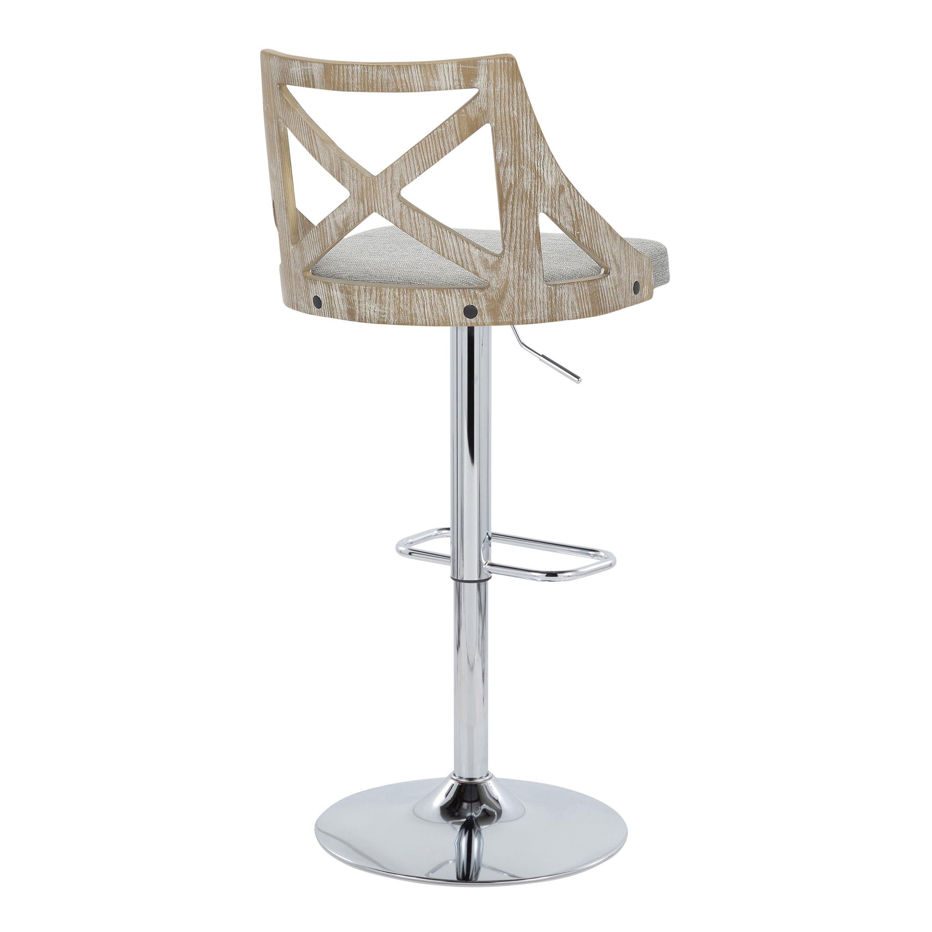 Charlotte - Farmhouse Adjustable Height Barstool &amp; Swivel Rounded Rectangle Footrest (Set of 2)