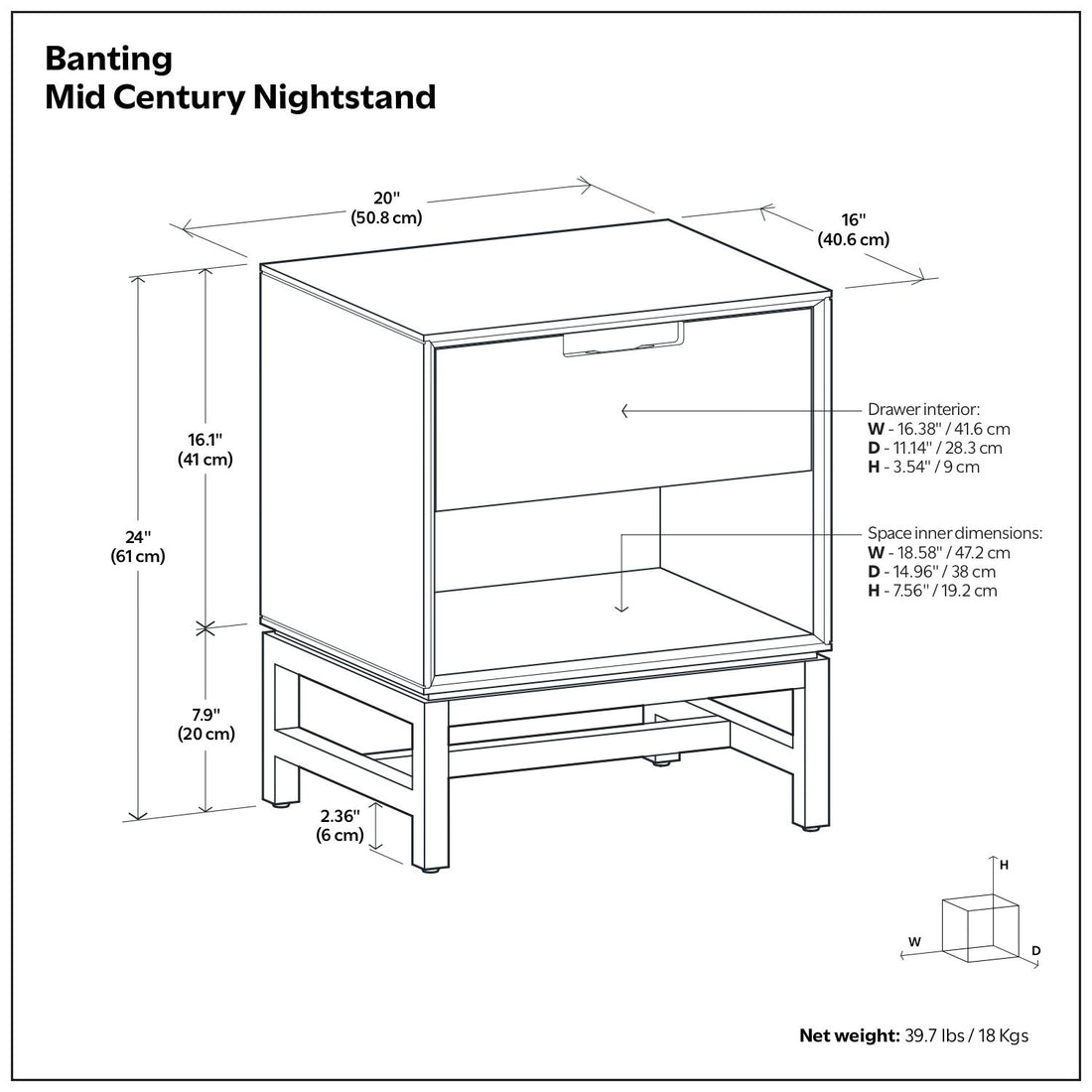 Banting - Nightstand - Walnut Brown
