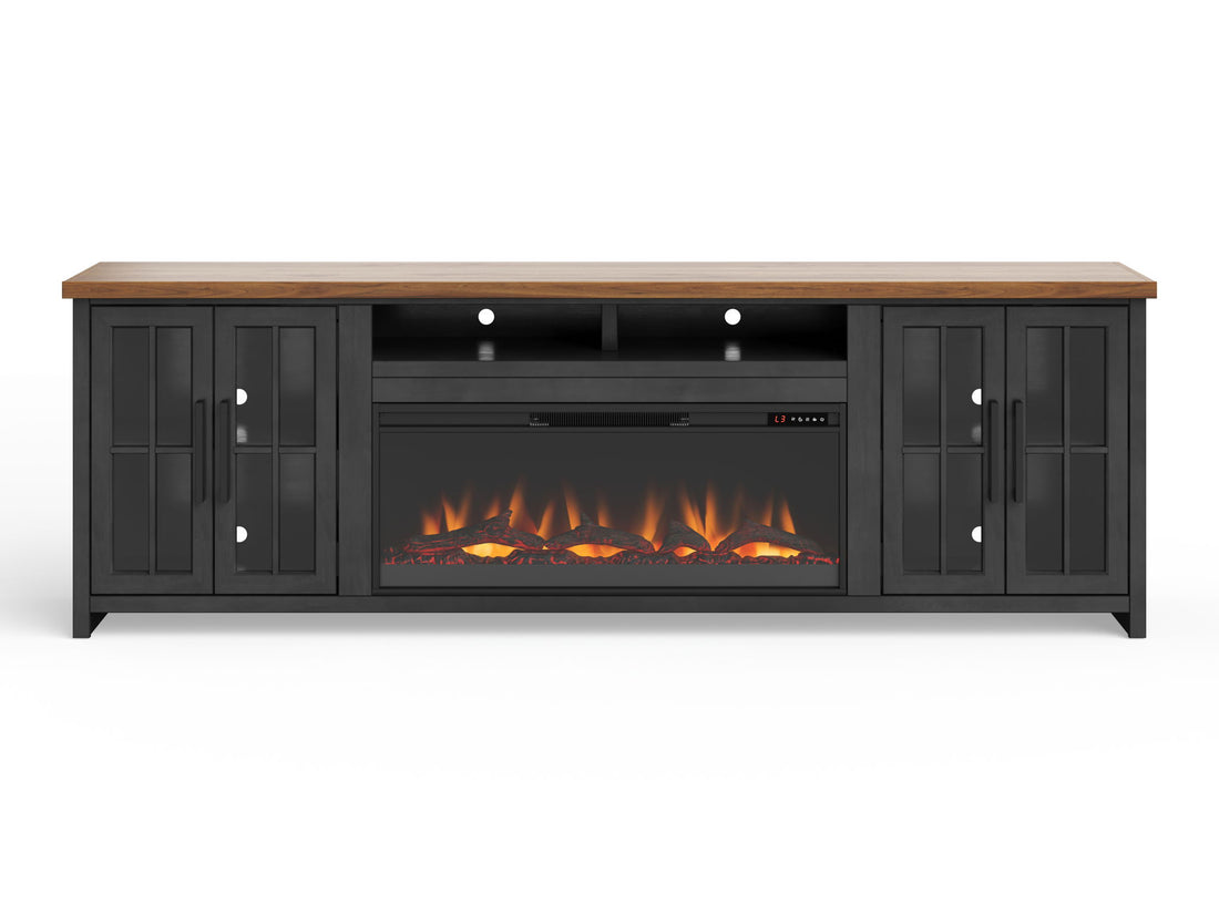 Essex - Fireplace TV Stand Console For TVs Up To 100&quot; - Black, Whiskey