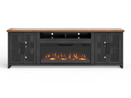 Essex - Fireplace TV Stand Console For TVs Up To 100&quot; - Black, Whiskey