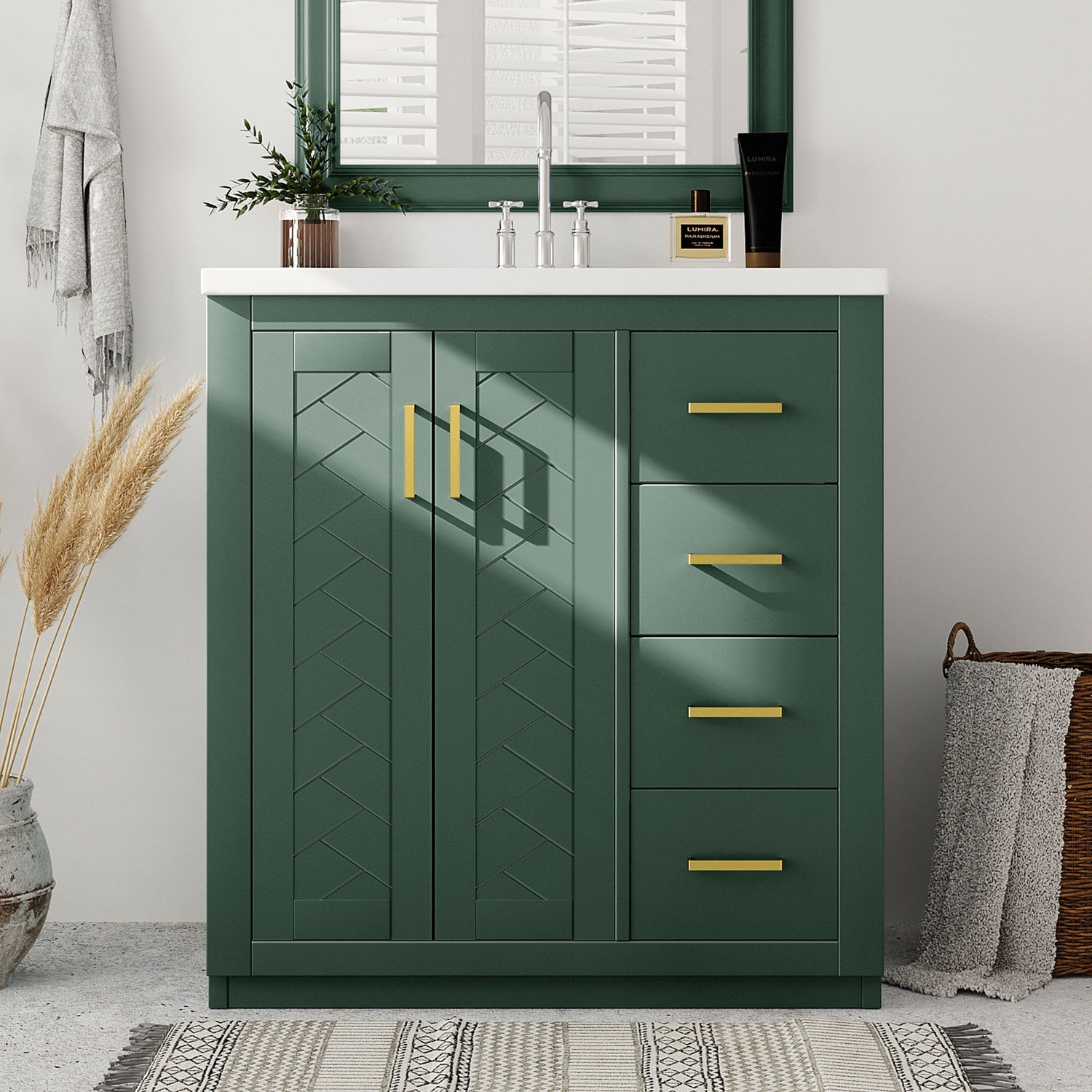 Bathroom Vanity With Sink, Storage Cabinet, Freestanding Set With 3 Drawers &amp; Soft Closing Doors