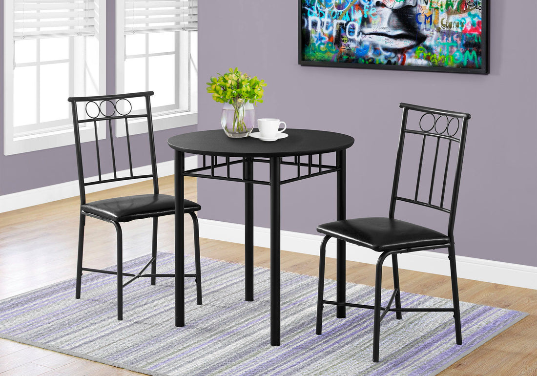 3 Pieces Dining Table Set, Small, Round, Contemporary &amp; Modern