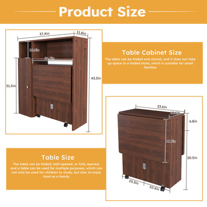 Multifunctional Folding Dining Table With Wall-Mounted Sideboard &amp; Storage