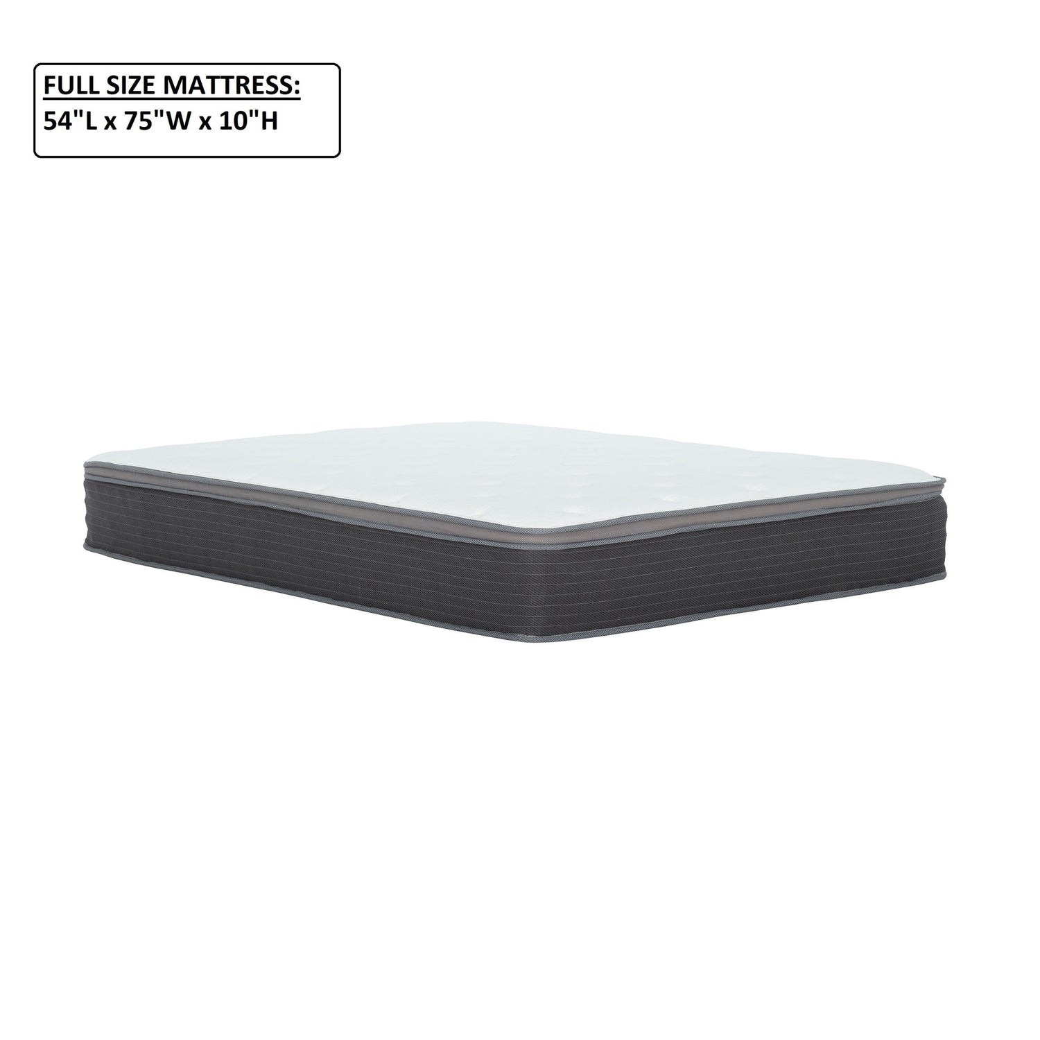 10&quot; Full Size Hybrid Mattress In A Box, Gel Memory Foam Mattress Top With Pocket Coil Base - Gray / White