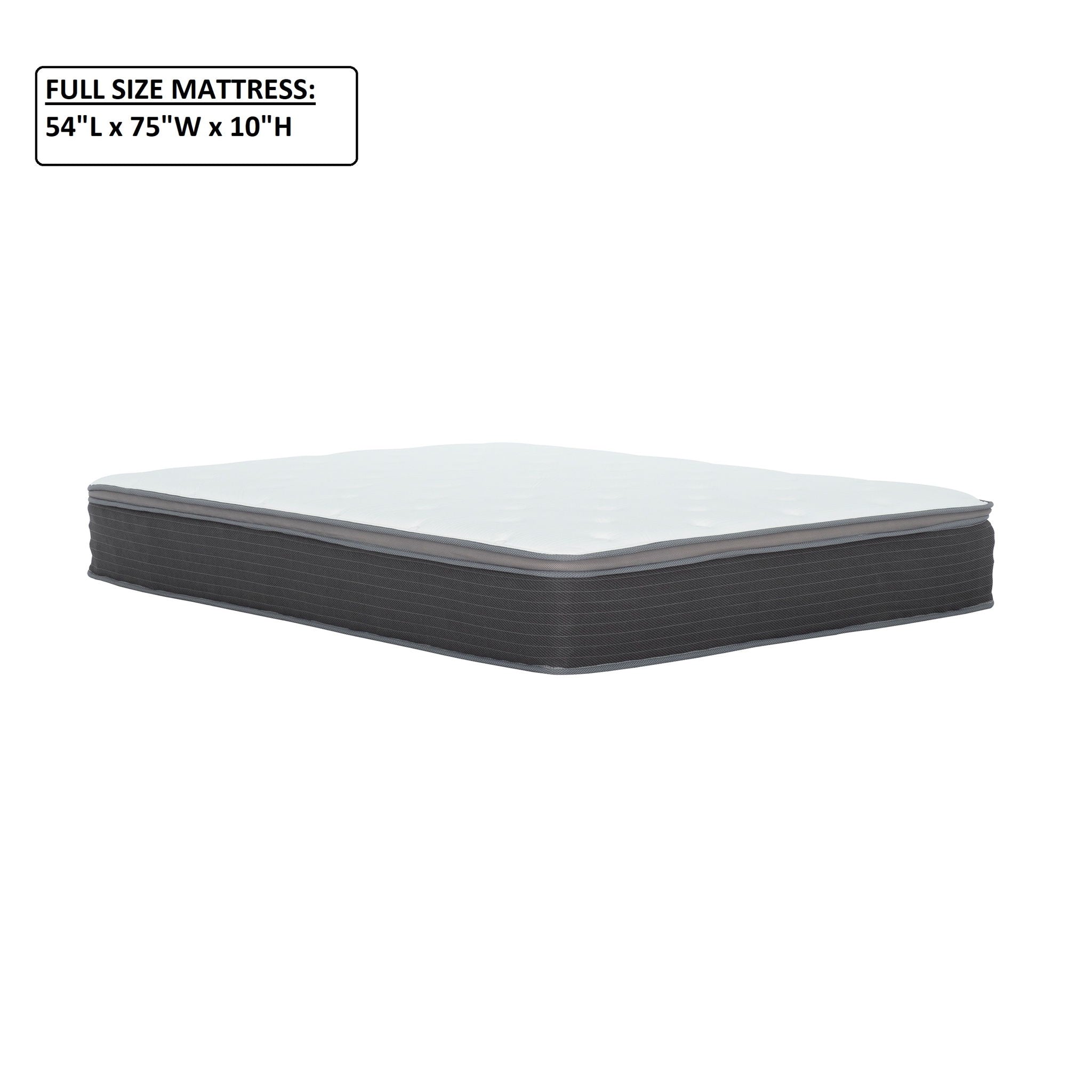 10&quot; Full Size Hybrid Mattress In A Box, Gel Memory Foam Mattress Top With Pocket Coil Base - Gray / White