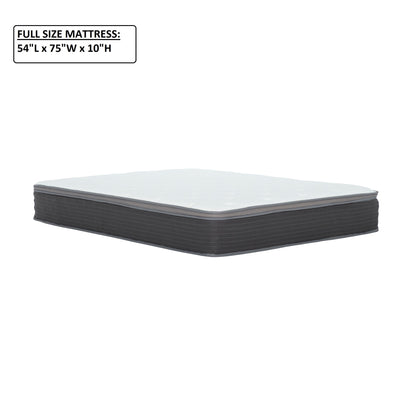 10&quot; Full Size Hybrid Mattress In A Box, Gel Memory Foam Mattress Top With Pocket Coil Base - Gray / White