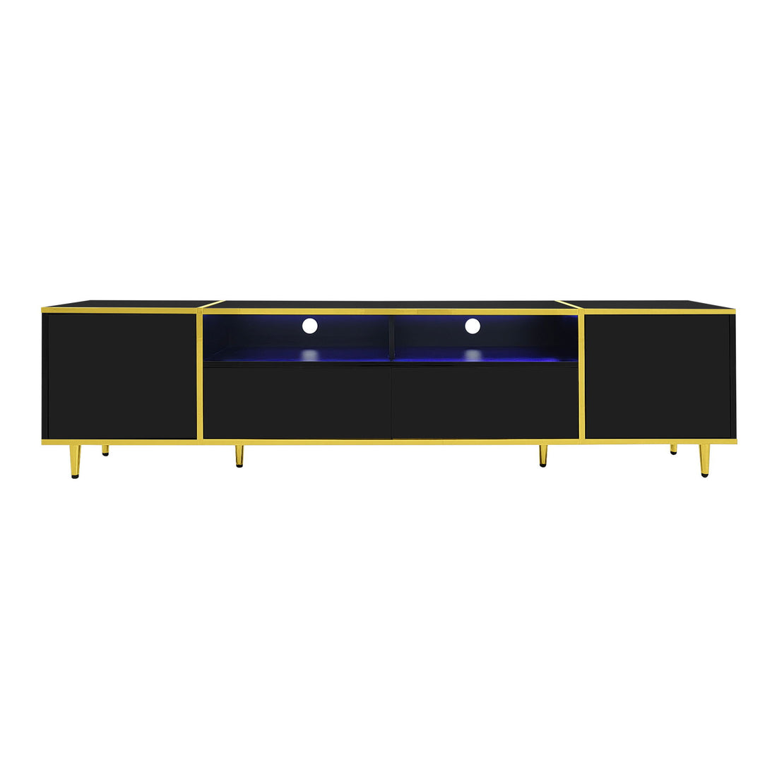 TV Stand For TVs Up To 80", Entertainment Center With 2 Shelves And LED Lights