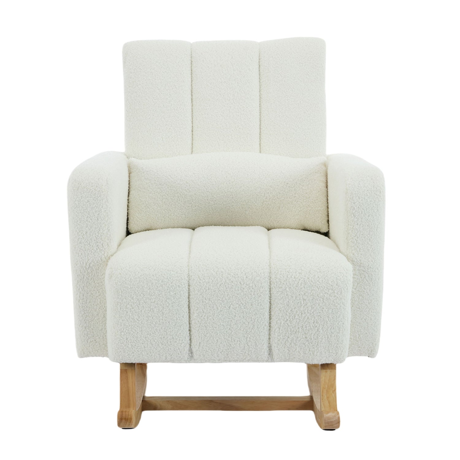 Accent Rocking Chair With Pillow, Spacious &amp; Comfortable Seating For Living Room Or Bedroom - Cream White