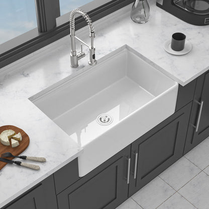 Kitchen Sink Workstation 33&quot; Single Bowl Sink With Work Surface - White