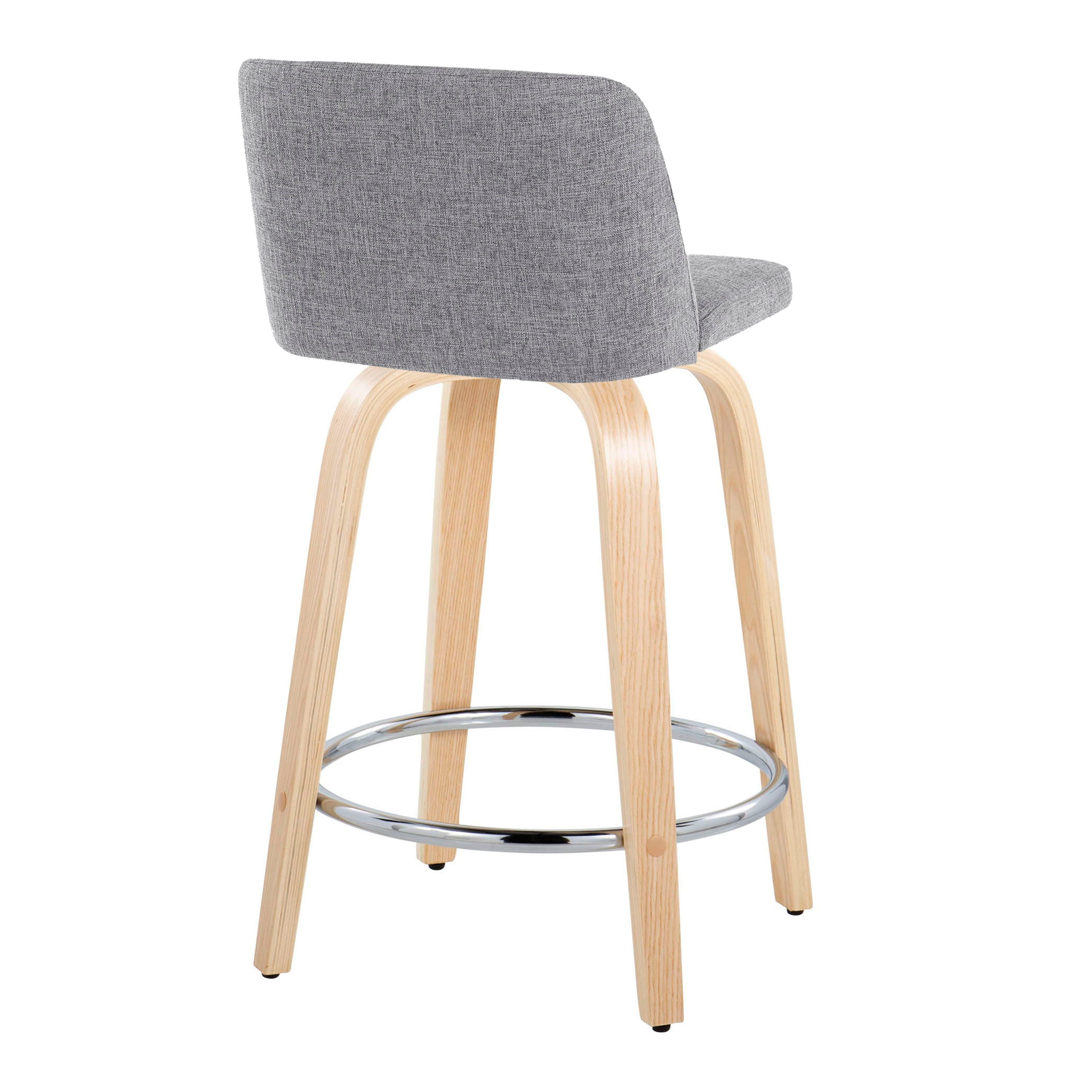 Toriano - Contemporary Fixed Height Counter Stool &amp; Swivel And Round Footrest (Set of 2)