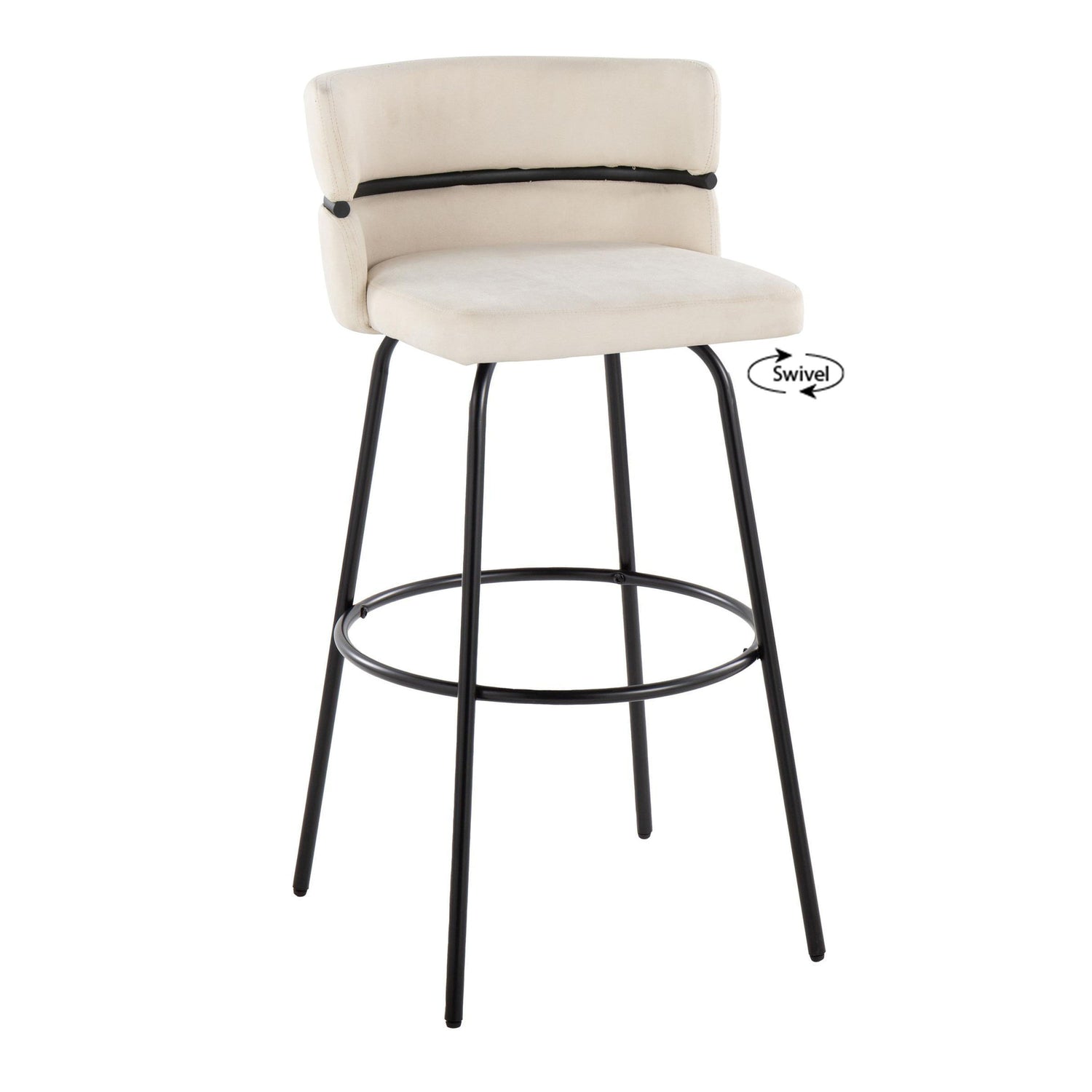 Cinch - Glam / Art Deco Fixed Height Barstool With Swivel &amp; Round Footrest (Set of 2)
