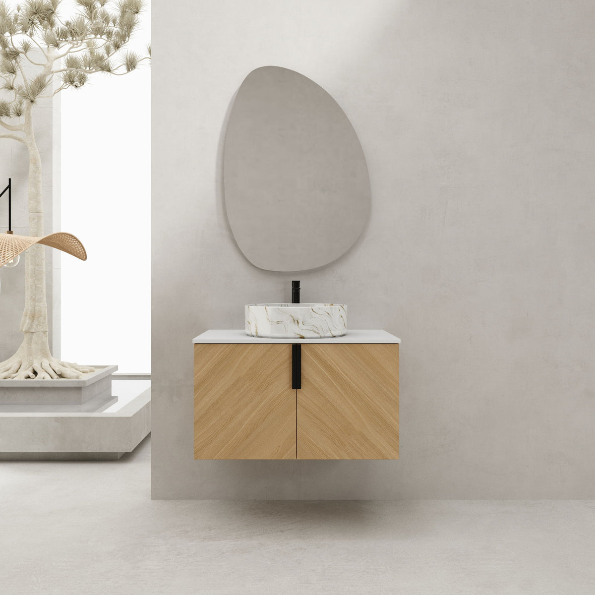 Wall Mounted Bathroom Vanity &amp; Art Sink