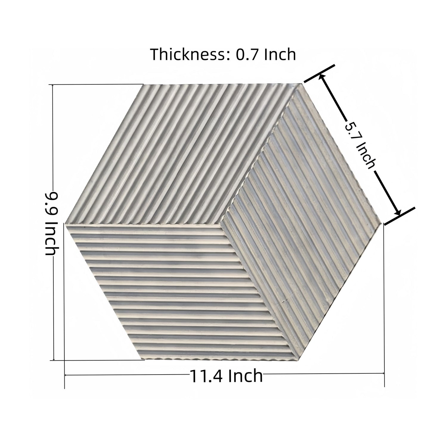 Hexagon Natural Stone Marble Tile, 3D Fluted (Set of 12)